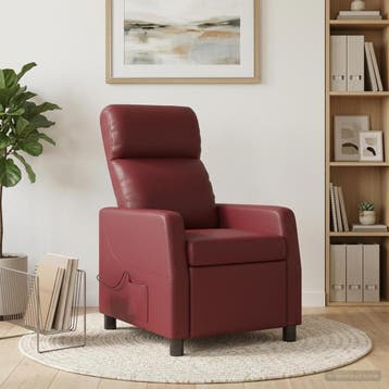 vidaXL Massage Recliner Wijnrood Kunstleer, Huis en Inrichting, Verzenden, Nieuw