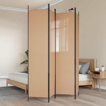 vidaXL 4-panelen roomdivider Beige 200 x 220 cm Stof, Verzenden, Nieuw