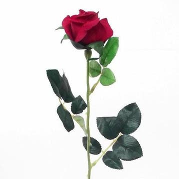 Zijden roos valentijnroos velvet single rose rood met blad, Ophalen of Verzenden, Nieuw