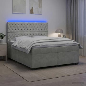vidaXL Boxspringbed met matras Lichtgrijs 160 x 200 cm, Verzenden, Nieuw, Tweepersoons, Stof