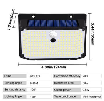 158 LED Zonne Wandlamp met Bewegingssensor Tuinverlichting, Verzenden, Nieuw