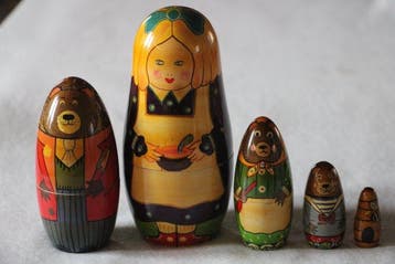 Matroesjka set: Goudlokje en de drie beren, in totaal 5