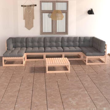 vidaXL 8-delige Loungeset met kussens massief grenenhout, Verzenden, Nieuw, Loungeset