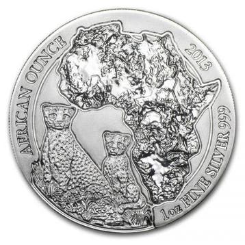 Rwanda / Ruanda African Cheetah 1 oz 2013 (capsule), Verzenden, Overige landen, Losse munt, Zilver