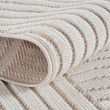 Rond Japandi Vloerkleed | Helix | Bogen | Crème | 120x120 cm, Verzenden, Nieuw