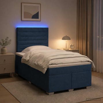 vidaXL Boxspringbed met matras met hoofdeinde Blauw 120 x, Verzenden, Nieuw, Twijfelaar, Blauw