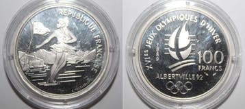 1989 France Frankreich 100 Francs 1990 Eiskunstlauf Olymp..., Verzenden