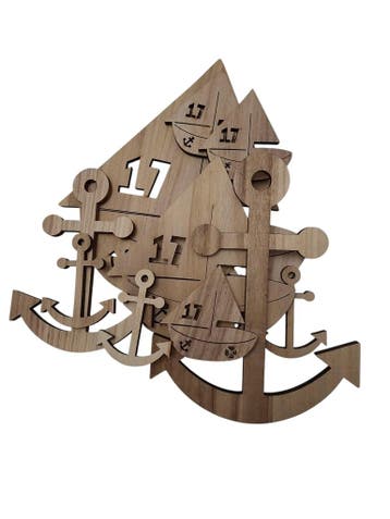 Schelpenhanger Hout Anker/Zeil 7x21 cm Set 10 stuks, Ophalen of Verzenden, Nieuw