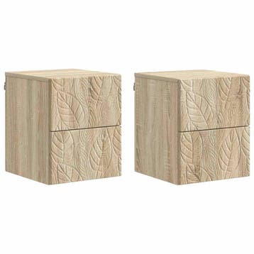 vidaXL Wandbeugel Bedkast 2 pcs Sonoma Eiken 34,5 x 33 x 40, Minder dan 45 cm, Verzenden, Nieuw, Minder dan 55 cm