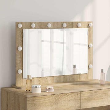 vidaXL Schmink Spiegel Sonoma Eiken 80 x 55 x 18 cm, Huis en Inrichting, Verzenden, Nieuw