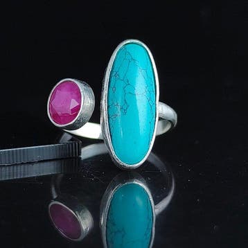 Robijn - Zilver - Ring - Sterlingzilver