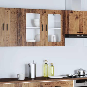 vidaXL Keukenbovenkast met glazen deur Porto oud houtkleurig, Verzenden, Nieuw, Bruin