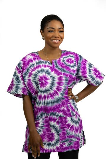 Paarse Tie Dye Dashiki Shirt / Dashiki Jurk - Afrikaans shir, Ophalen of Verzenden, Nieuw