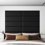 vidaXL Wandhoofdbord 12 pcs Zwart 90 x 30 cm Stof, Huis en Inrichting, Slaapkamer | Bedden, Verzenden, Nieuw, Zwart, Stof