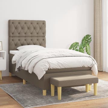 vidaXL Boxspring met matras stof taupe 80x200 cm, Eenpersoons, Verzenden, Nieuw, 80 cm