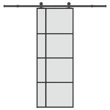 vidaXL Schuifdeur met beslag 76x205 cm ESG-glas en aluminium, Verzenden, Nieuw