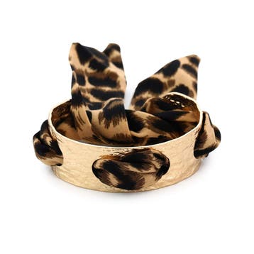 Goudkleurige Bangle Armband met Luipaardprint en Strik, Verzenden, Nieuw