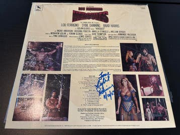 LP Soundtrack Hercules - Gesigneerd Lou Ferrigno + Danning, Ophalen of Verzenden, Zo goed als nieuw, Film, Overige typen