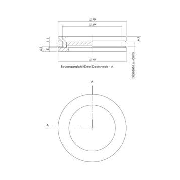 Intersteel Schuifdeurkom ø55mm voor glasdeur  - RVS, Doe-het-zelf en Verbouw, Hang- en Sluitwerk, Verzenden, Nieuw