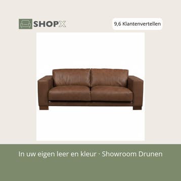 Leren bank Clear - 3 zits - Kenia Brown (bruin) - Poten, Huis en Inrichting, Bohemian, Eigentijds, Modern, Retro, Vintage, Nieuw