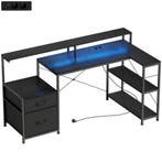 Gaming Tafel L-vormig Bureau Met LED &amp; Stopcontacten, Me, Huis en Inrichting, Verzenden, Nieuw