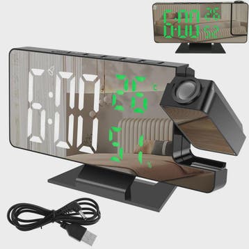 Moderne LED Digitale Projectiewekker met Spiegel & 180° Draa, Huis en Inrichting, Verzenden, Nieuw