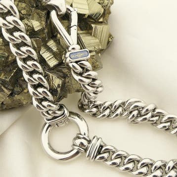 Witgouden gourmetschakel ketting, Ophalen of Verzenden, Gebruikt, Goud, Goud