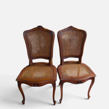 Stoel (2) - Beuken - Louis XV rietwerk