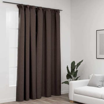 vidaXL Gordijn linnen-look verduisterend met haken 290x245, Verzenden, Nieuw