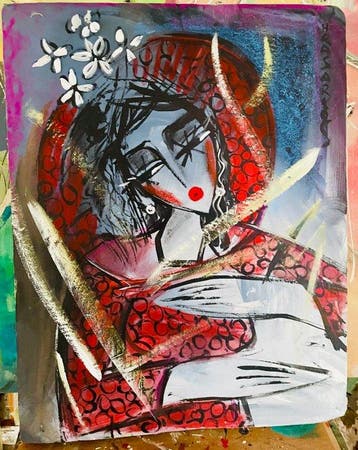 Hrasarkos (1975) - Le Jardin Secret - cubisme contemporain, Antiek en Kunst, Kunst | Schilderijen | Klassiek