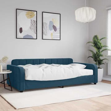 vidaXL Slaapbank met matras 100x200 cm fluweel blauw, 100 cm, Eenpersoons, Nieuw, 200 cm