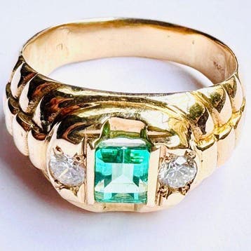 Ring - 18 karaat Geel goud - 1.71ct. tw. Smaragd - Diamant, Nieuw