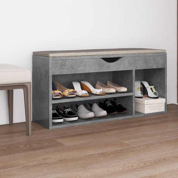vidaXL Schoenenbank met kussen 104x30x49 cm bewerkt hout, Verzenden, Nieuw
