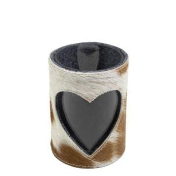 windlicht koe hart bruin/wit 15cm, Verzenden, Nieuw