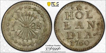 Provincie Holland Pijl-of Bezemstuiver 1760 PCGS, Verzenden, Munten