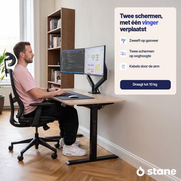 Stane Monitor Arm 2 Schermen met Gasveer – Dubbele, Computers en Software, Ophalen of Verzenden, Zo goed als nieuw, STANE