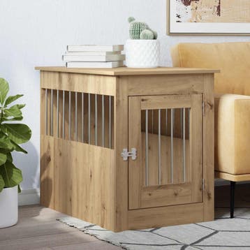 vidaXL Hondenbench 55x80x68 cm bewerkt hout artisanaal, Verzenden, Nieuw