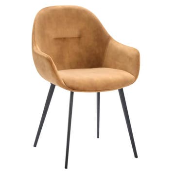 Stoelen | TERA |  Fluweel/Metaal | Cognac |  Zwarte Poten |, Verzenden, Nieuw in verpakking