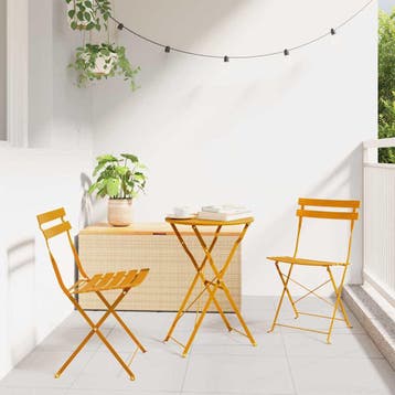 vidaXL Vouw Bistro Set 3 st Mosterdgeel Staal, Verzenden, Nieuw, Rvs, 3 zitplaatsen
