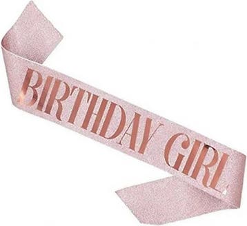 Birthday Girl sjerp deLuxe rosé goud glitter, Ophalen of Verzenden, Nieuw, Versiering, Verjaardag