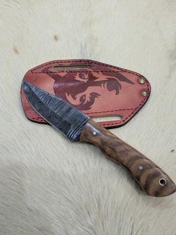 Rustic Damascus Steel Fixed-Blade Knife 223 - Keukenmes -