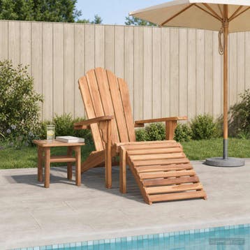 vidaXL Adirondack tuinstoel met voetensteun Naturel Massief, Tuin en Terras, Tuinstoelen, Verzenden, Nieuw