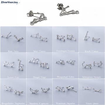 925 Zilveren minimalistische sterrenbeeld oorsteker, Verzenden, Nieuw, Zilver