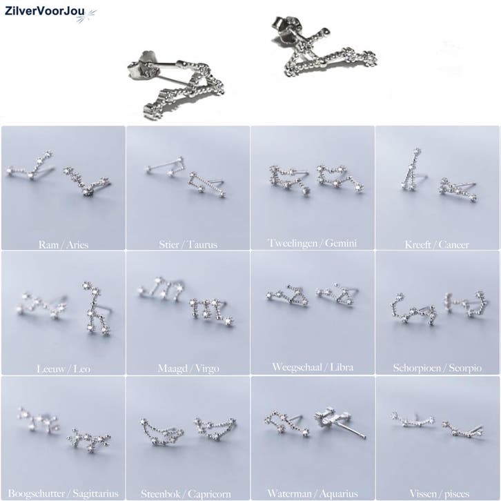 925 Zilveren minimalistische sterrenbeeld oorsteker, Sieraden, Tassen en Uiterlijk, Oorbellen, Nieuw, Verzenden