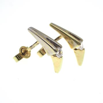 Gouden oorstekers met zirconia stenen (Oorbellen), Gebruikt, Ophalen of Verzenden, Met edelsteen, Goud