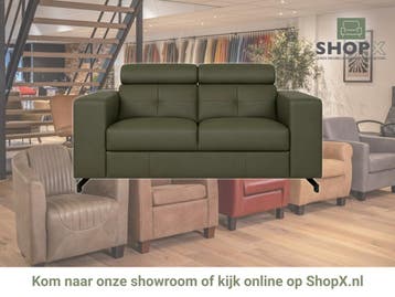 Leren bank Nova - 2 zits - Toledo Olive (olijf/groen) -, Huis en Inrichting, Banken | Bankstellen, Bohemian, Modern, Scandinavisch
