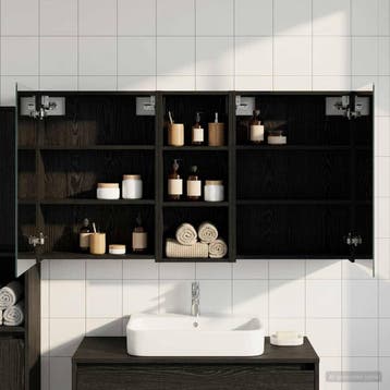 vidaXL Badkamerkastenset 3 st 130 x 14,5 x 70 cm Bewerkt, Huis en Inrichting, Tafels | Kaptafels, Verzenden, Nieuw