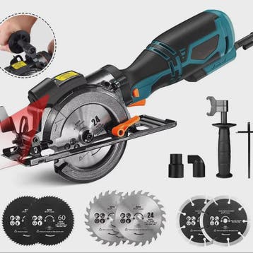 DOVAMAN Mini Cirkelzaag met Laser - 710W, 3500rpm, 6 Zaagbla, Verzenden, Nieuw