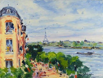 Georges Yoldjoglou (né en 1933) - Vue sur la Seine, Paris