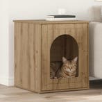 vidaXL Kattenhuis Ambachtelijk eiken 53 x 52 x 62 cm Bewerkt, Dieren en Toebehoren, Katten-accessoires, Verzenden, Nieuw